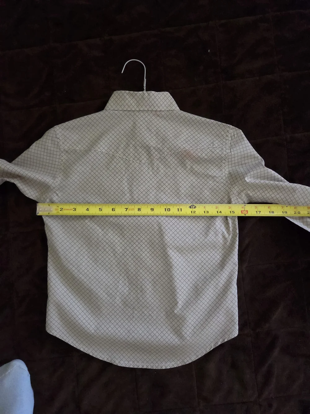Wrangler Boys Button-Down Shirt in Beige and White Diamond Print